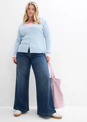 Gebreid vest met viscose, Kleur: poederblauw