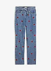 világoskék denim-piros használt hatású