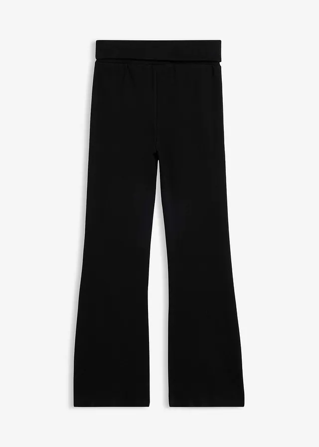 Pantalon en jersey de coton côtelé, Couleur: noir