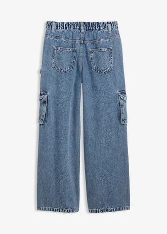 Jean large cargo, taille mi-haute
