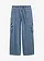 Wide leg cargojeans, mid waist, Kleur: blauw denim