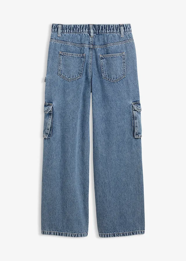 Jean large cargo, taille mi-haute