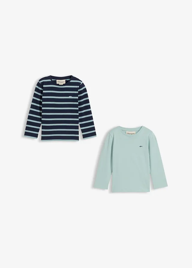 Longsleeve van puur biologisch katoen ( set van 2) • zeegroen+donkerblauw/zeegroen gestreept • product-page.page-title-suffix