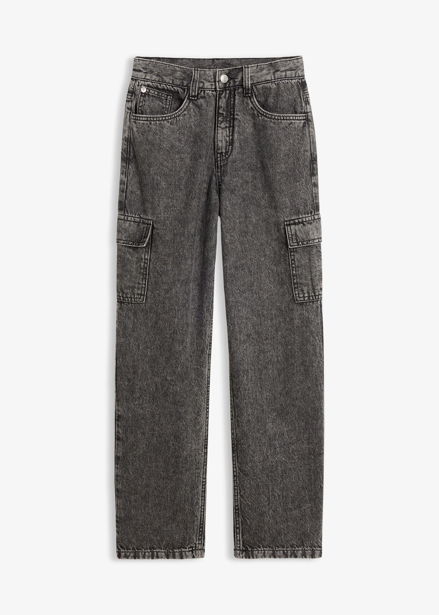 Dżinsy o kroju loose fit, z regulowanym pasem, straight • czarny denim "used" • sklep bonprix