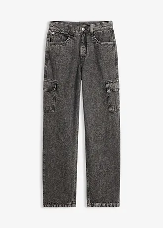 Dżinsy o kroju loose fit, z regulowanym pasem, straight