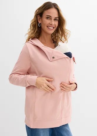 Sweat zippé de grossesse 3en1 avec empiècement de portage • vieux rose • Boutique bonprix