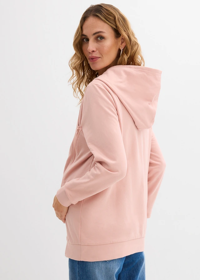 Sweat zippé de grossesse 3en1 avec empiècement de portage, Couleur: vieux rose