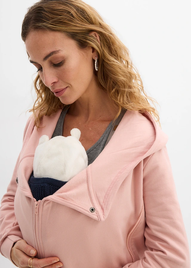 Sweat zippé de grossesse 3en1 avec empiècement de portage • vieux rose • product-page.page-title-suffix