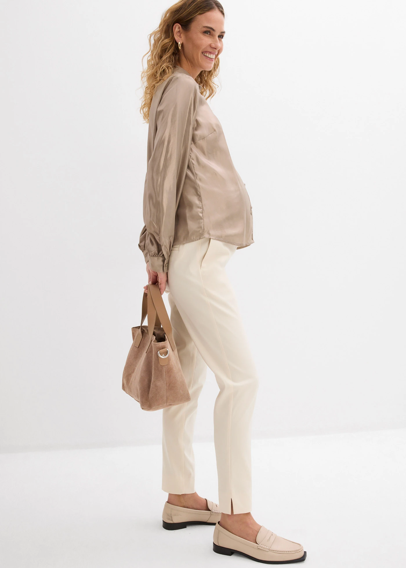 Pantalon de grossesse extensible avec jambes fuselées • ecru • Boutique bonprix