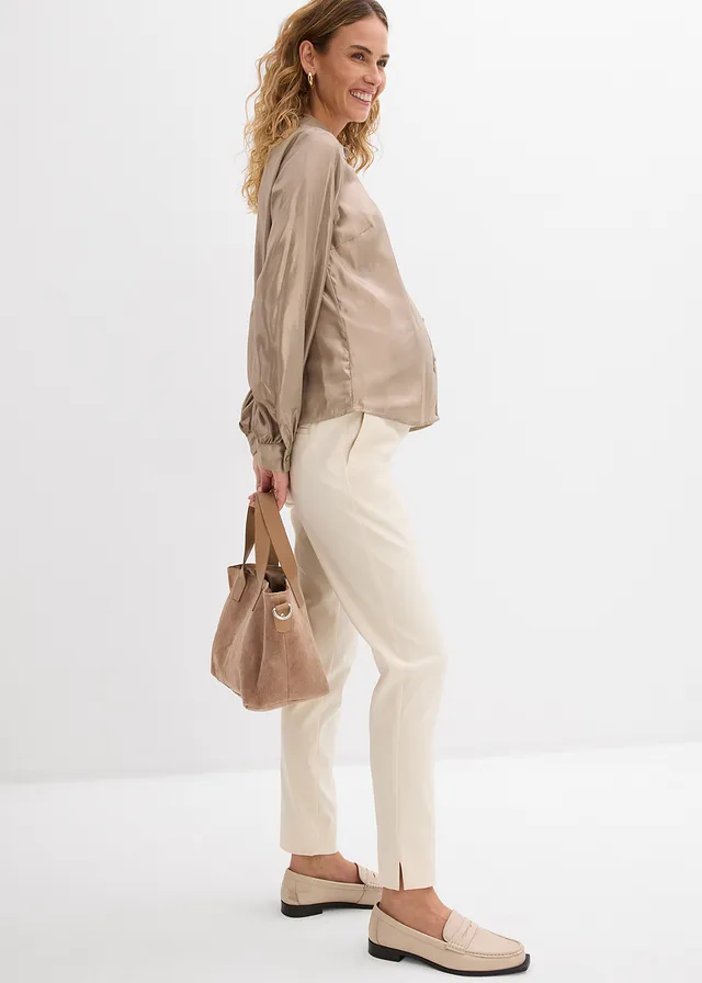 Pantaloni stretch de gravide, care se îngustează spre glezne • bej natur • magazin bonprix