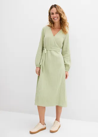 Těhotenské a kojicí šaty 2 v 1, z bavlněného mušelínu, barva: světle zelená