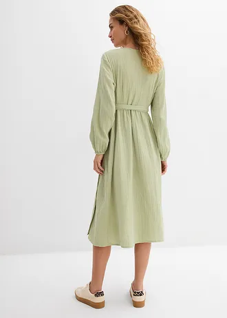 Těhotenské a kojicí šaty 2 v 1, z bavlněného mušelínu, barva: světle zelená