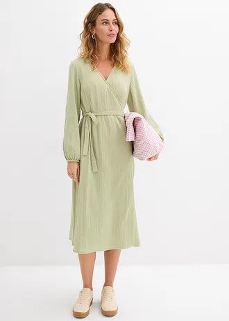 Těhotenské a kojicí šaty 2 v 1, z bavlněného mušelínu, barva: světle zelená