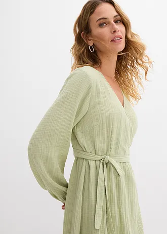 Těhotenské a kojicí šaty 2 v 1, z bavlněného mušelínu • světle zelená • bonprix obchod