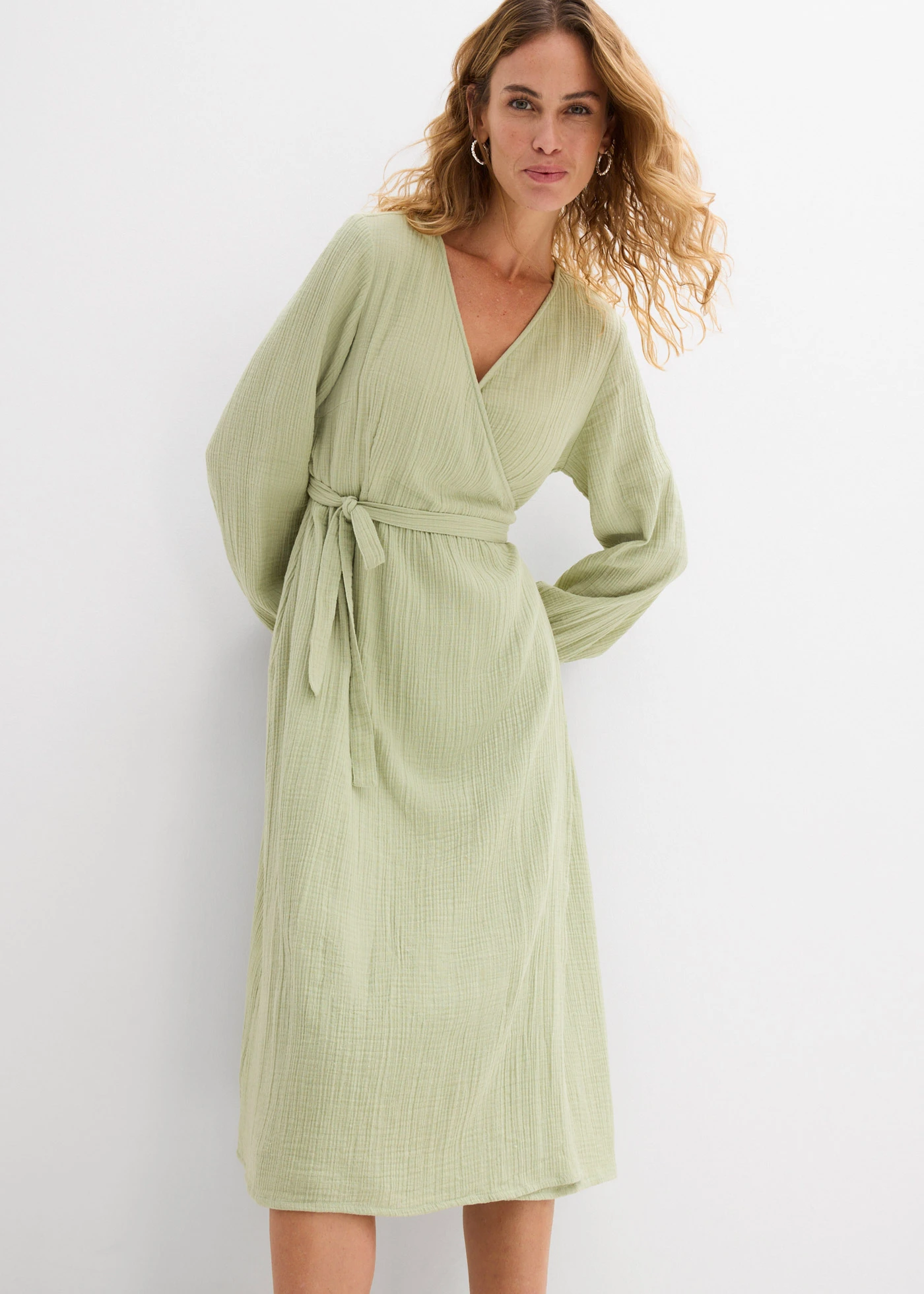 Těhotenské a kojicí šaty 2 v 1, z bavlněného mušelínu • světle zelená • bonprix obchod