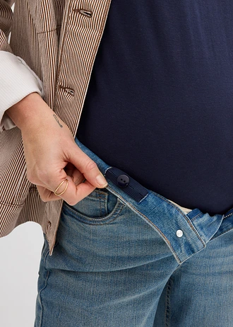 Dżinsy ciążowe na okres ciąży i po nim, długość do kostki • niebieski denim "used" • sklep bonprix