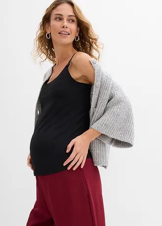 Szoptatós top bio-pamutból (2 db-os csomag) • krétabézs/fekete • bonprix áruház