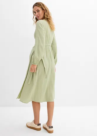 Robe de grossesse et d’allaitement en gaze de coton, Couleur: vert pâle