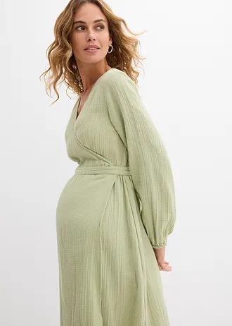 2 in 1 zwangerschaps- en voedingsjurk van katoenen mousseline • lichtgroen • bonprix online shop