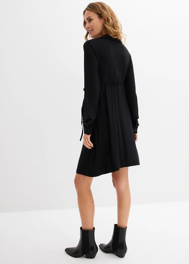 Robe de grossesse et d’allaitement en jersey viscose, Couleur: noir