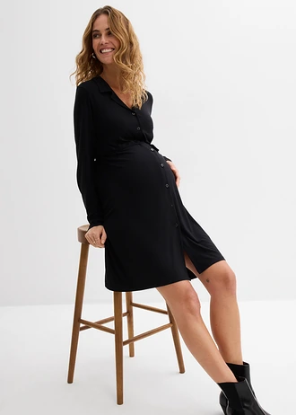 Rochie de gravide și pentru alăptat 2 în 1 din viscoză • negru • magazin bonprix
