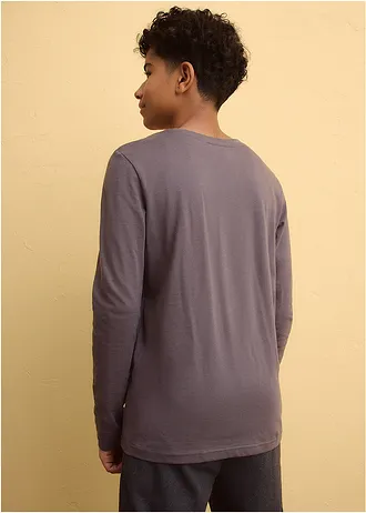 Longsleeve van biologisch katoen, Kleur: leisteengrijs met print