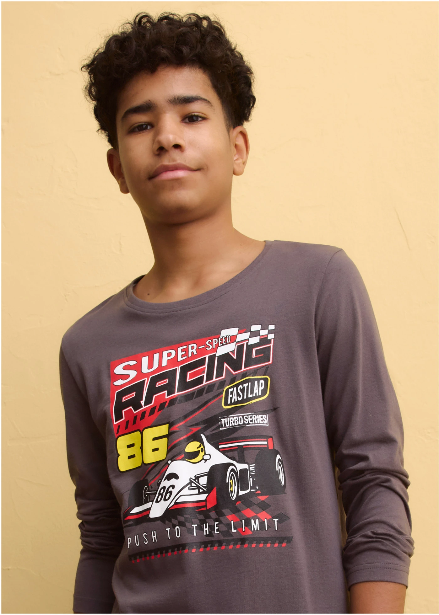 Longsleeve van biologisch katoen • leisteengrijs met print • bonprix online shop