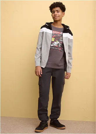 T-shirt manches longues 100% coton • gris ardoise imprimé • Boutique bonprix