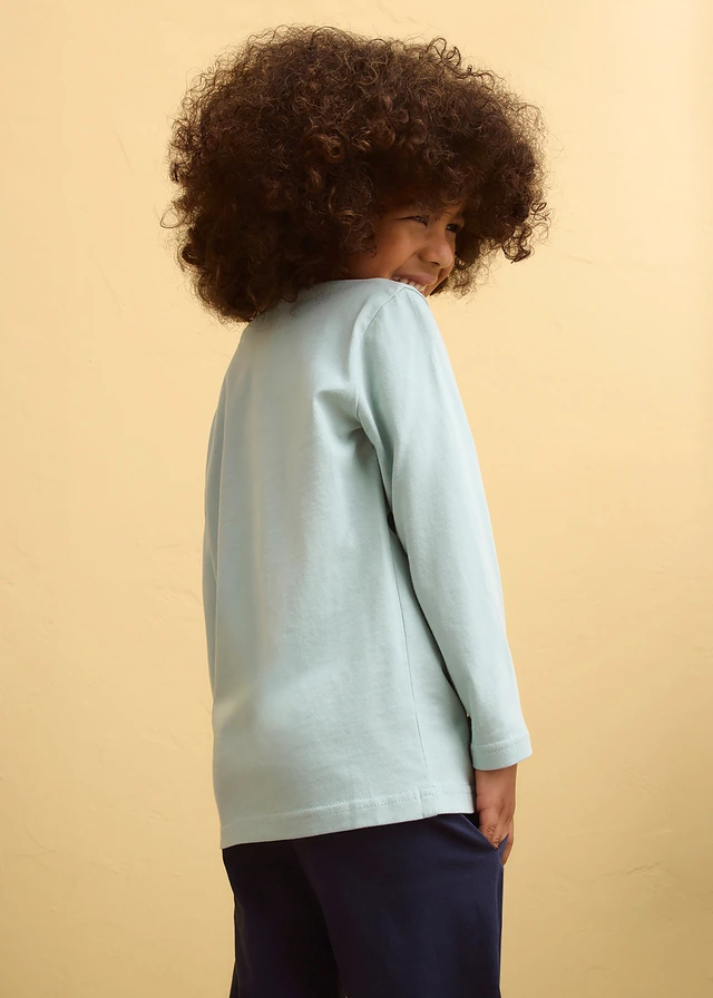 Lot de 2 T-shirts manches longues 100% coton • vert opaline + bleu jean imprimé • product-page.page-title-suffix