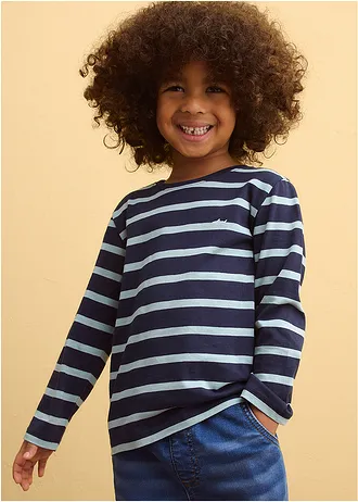 Longsleeve van puur biologisch katoen ( set van 2), Kleur: zeegroen+donkerblauw-zeegroen gestreept