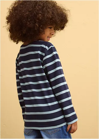 Longsleeve van puur biologisch katoen ( set van 2), Kleur: zeegroen+donkerblauw-zeegroen gestreept