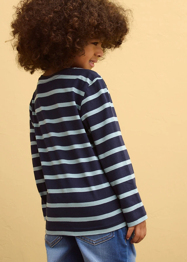 Lot de 2 T-shirts manches longues 100% coton • vert opaline + bleu foncé-vert opaline rayé • product-page.page-title-suffix