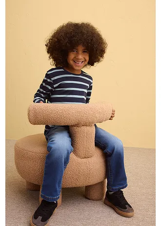 Bluzka z długim rękawem, z czystej bawełny organicznej (2 szt.) • zieleń morska+ciemnoniebieski w paski • sklep bonprix