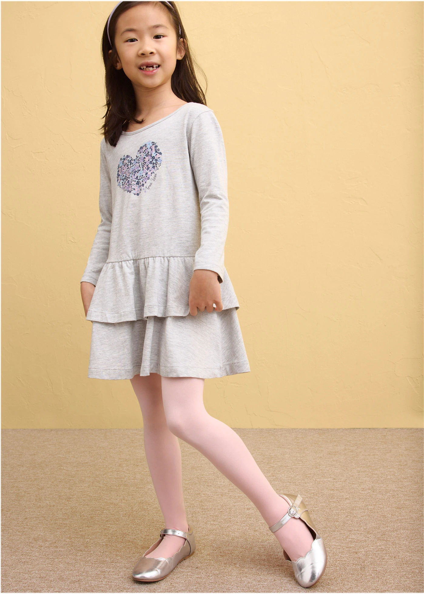 Lot de 2 robes en jersey 100% coton • gris clair chiné+violine fumé+bleu foncé imprimé • Boutique bonprix