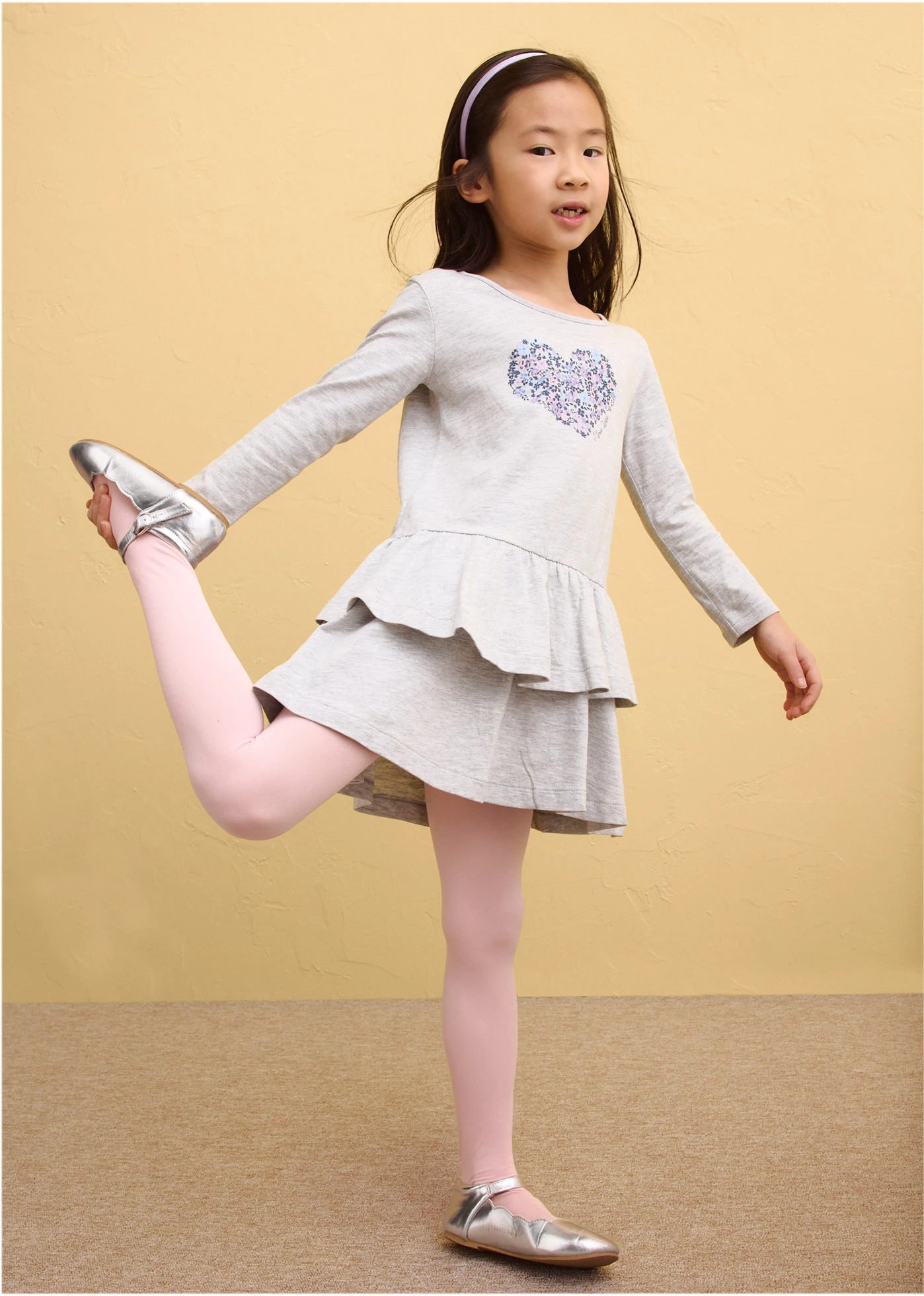 Lot de 2 robes en jersey 100% coton • gris clair chiné+violine fumé+bleu foncé imprimé • Boutique bonprix