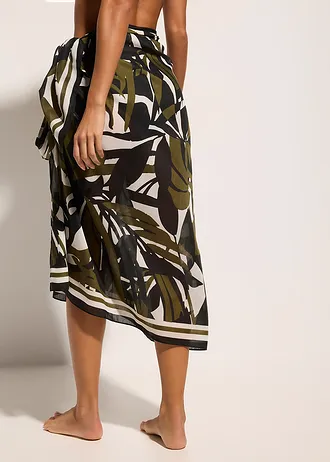 Paréo • noir-kaki foncé graphique • Boutique bonprix