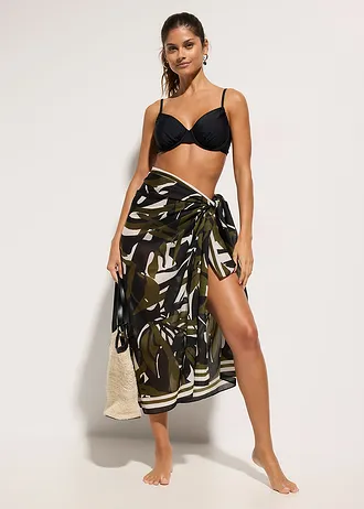 Strandpareo, Kleur: zwart-donkerkaki grafische print