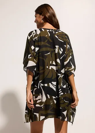 Transparante strandtuniek • zwart-donkerkaki met grafische print • bonprix online shop