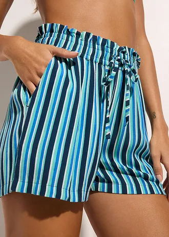 Short de plage, effet froissé • bleu profond rayé • Boutique bonprix