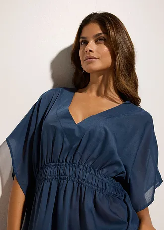 Tunique de plage transparente à col V • bleu profond • Boutique bonprix