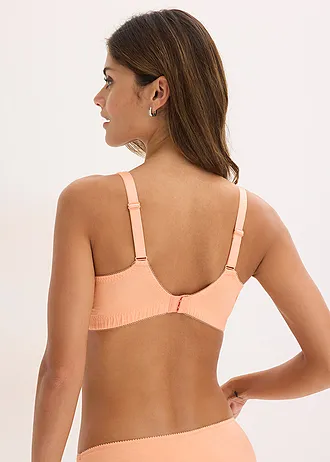 Comfortabele bralette met zacht biologisch katoen en kant, Kleur: soft papaya