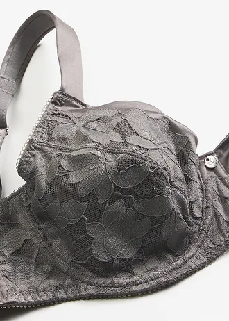 Biustonosz na fiszbinach, z wyściełanymi ramiączkami i połyskiem • szary granitowy • sklep bonprix