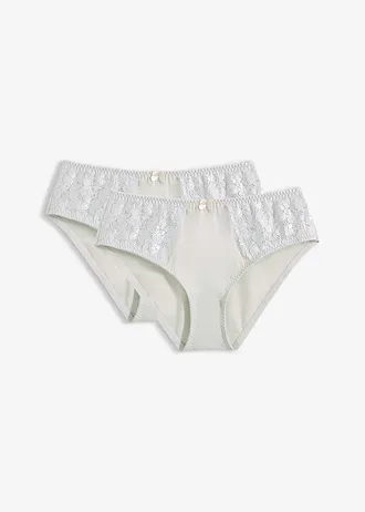 Maxislip met fijn kant (set van 2), Kleur: 2 x crèmeblauw