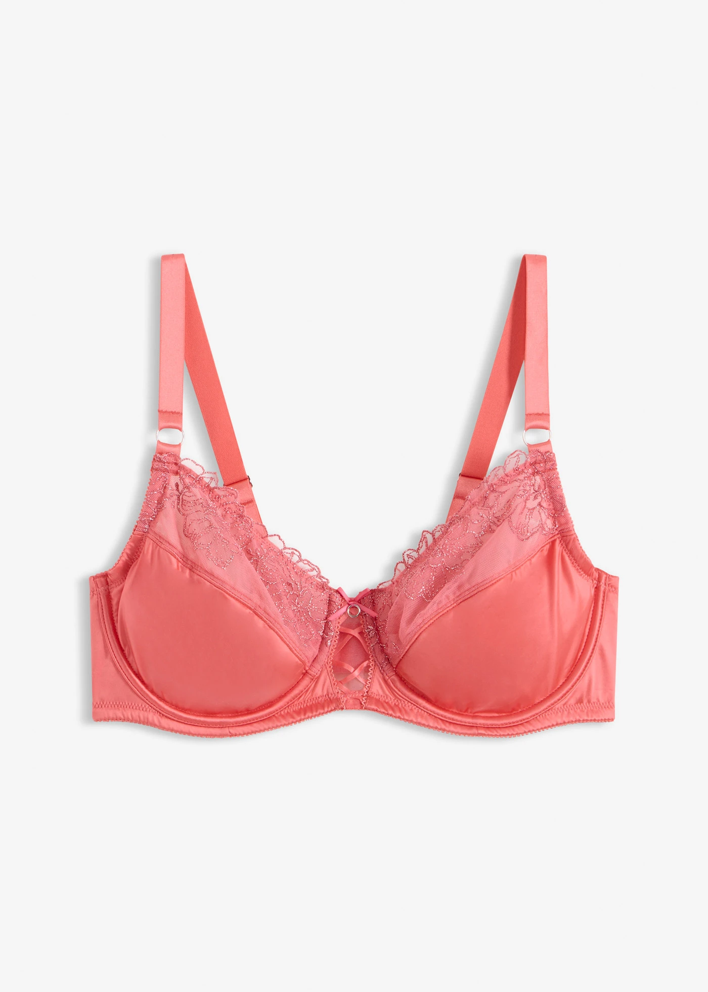 Soutien-gorge à armatures avec broderie florale et brillante • rose corail • Boutique bonprix
