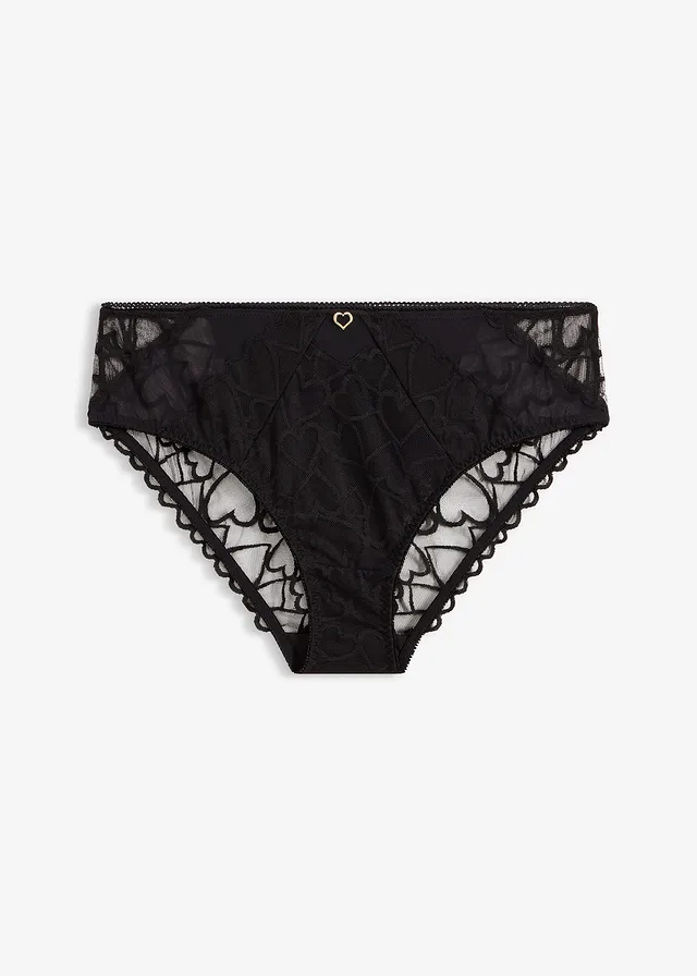 Maxislip met mooi kant, Kleur: zwart