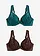 Beugel bh met glanseffect (set van 2), Kleur: pepergroen+donkerbruin