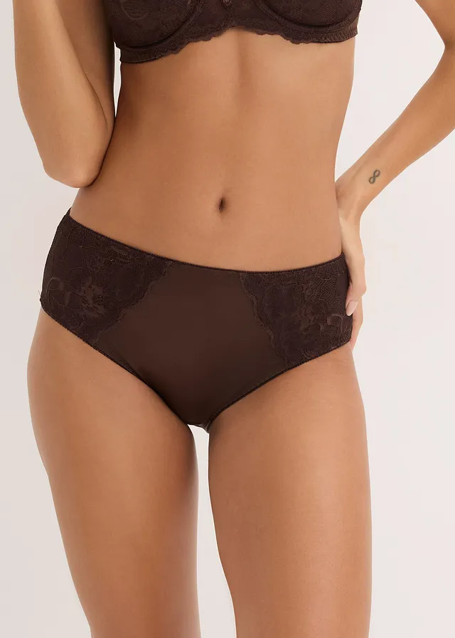 Lot de 2 slips maxi, détails brillants, Couleur: vert poivre + marron foncé