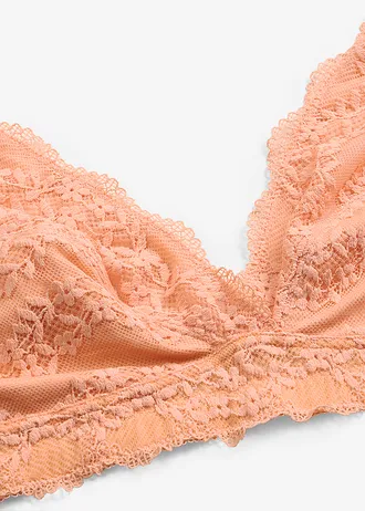 Comfortabele bralette met zacht biologisch katoen en kant • soft papaya • bonprix online shop