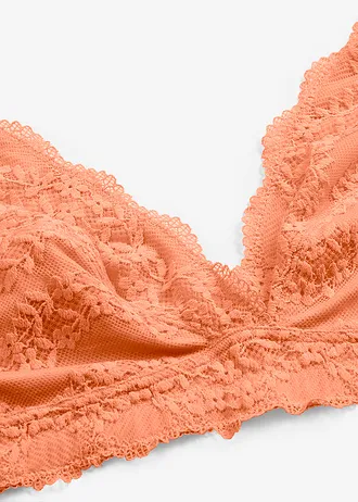 Podprsenka bralette s mäkkou bio bavlnou a čipkou • jemná papájová • obchod bonprix