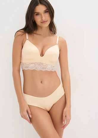 Hipster + tanga string cu dantelă moale (set/2 piese) • bej perlat • magazin bonprix